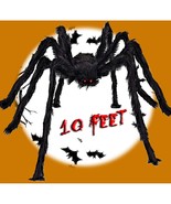 Halloween Spider Outdoor Decorations, 10Ft Giant Hairy Black Spider, Sca... - £43.15 GBP