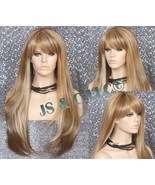 Extra long Human Hair Blend Wig Blonde Brown mix in color center top par... - $1,678.11 MXN