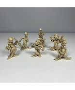 6 Vintage Clown Figurines Set Hard Ivory Plastic Hong Kong Clowns - £15.56 GBP