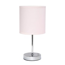 Simple Designs LT2007-BPK Chrome Mini Basic Table Lamp with Fabric Shade, Blush  - £20.43 GBP