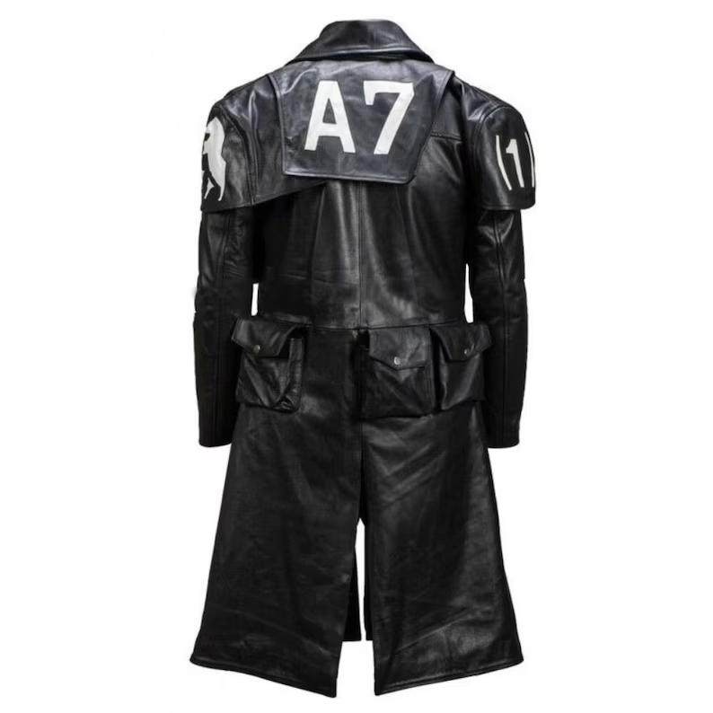 A7 Vegas Fallout NCR Veteran Ranger Armor Duster Black Leather Trench Coat