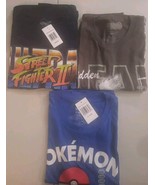 Street Fighter 2 The Final Challengers, Naruto, And Pokemon Trainer T-Sh... - $25.60