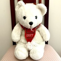 Burly 18” White Grizzly Bear Commonwealth 1987 Christmas Plush Stuffed Animal - £8.66 GBP