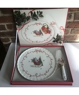 Mikasa Christmas Cheer Bone China Cake Set Plate &amp; Server New In Box - €38,41 EUR