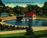 Seal Pool Roger Williams Park Providence RI UNP Linen Postcard A4 - £3.06 GBP