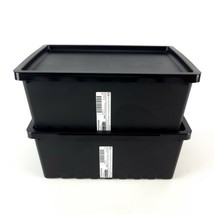 (Lot of 2) IKEA Uppsnofsad Storage Box Black 13 ¾x9 ¾x5 ½&quot; 2 Gallon  w/ Lid - £25.64 GBP