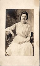 Naturally Pretty Young Woman Seated Studio Real Photo c1915 Postcard Y9 - £6.35 GBP