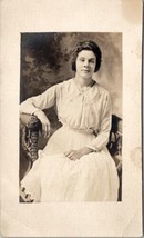 Naturally Pretty Young Woman Seated Studio Real Photo c1915 Postcard Y9 - $7.95