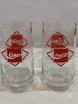 RARE! 2 Coca Cola Red Diamond Glasses 16 oz. Coke Indiana Glass Co - $19.48