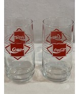 RARE! 2 Coca Cola Red Diamond Glasses 16 oz. Coke Indiana Glass Co - £15.32 GBP