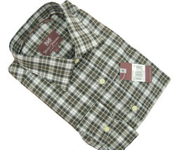 NEW $195 Hickey Freeman Button Front Shirt!  XL   Brown White Black Gray Plaid - £50.89 GBP