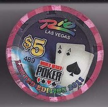 2012 World Series Poker $5 Rio Las Vegas Ltd Edition Casino Chip Two Black Aces - £9.59 GBP