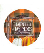 Haunted Hayrides Halloween Lunch App Plates Set of 4 Melamine Black Oran... - $36.14