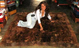 Dark brown Baby alpaca fur rug from Peru, 90 x 60 cm/ 2&#39;95 x 1&#39;97 ft - $203.00