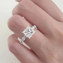 2.00 Ct Princess Cut Engagement 925 Sterling Silver Solitaire With Accent Ring - £98.40 GBP