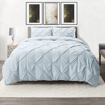 Ice Blue Queen/Full Down Alternative Comforter Set 3pc Pinch Pleated Duvet - $73.98