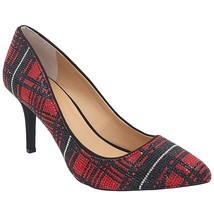 INC INTL Concepts Women Stiletto Pump Heels Zitah Size US 8.5M Red Plaid - £22.58 GBP