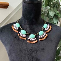 J.Crew Womens Bead &amp; Fan Fringe Statement Fashion Jewelry Necklace - $35.00