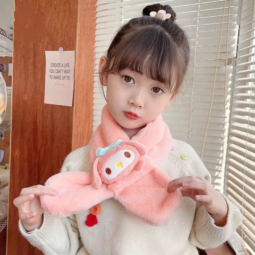 Kawaii Plush Cinnamoroll Children Scarf Cute Kuromi My Melody Soft Girls Cartoon - £7.88 GBP