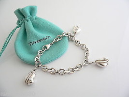 Tiffany &amp; Co Silver 3 Hearts Arrow Charm Dangle Bracelet Bangle Link Chain Gift - £562.70 GBP