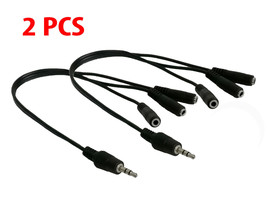 2X 3.5Mm Male Plug To 3X 1/8&quot; 3.5Mm Stereo Jack Female Audio Splitter Ca... - £13.33 GBP