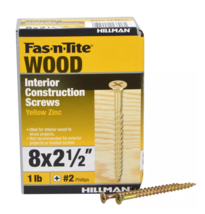 Hillman 48809 Bugle Head Phillips All Purpose Wood Screws, #8x2-1/2", 1l... - $19.96