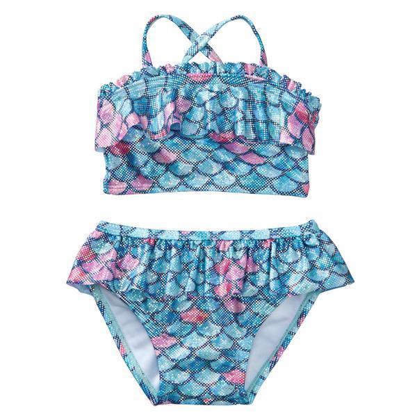 NWT Gymboree True Blue Summer Mermaid Baby Girl Ruffle Shimmer Bikini Swimsuit - $8.44