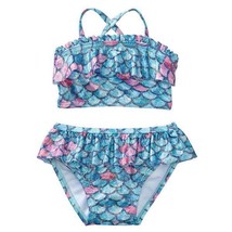 NWT Gymboree True Blue Summer Mermaid Baby Girl Ruffle Shimmer Bikini Swimsuit - £6.63 GBP