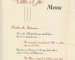 Villa D&#39; Este Menu On the Cary Road Cary Illinois 1970&#39;s Pierre Andre - £74.37 GBP