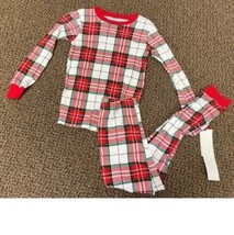 Girls Christmas Pajamas Carters Red White Plaid 2 Pc Top &amp; Pants-size 7 - £14.24 GBP