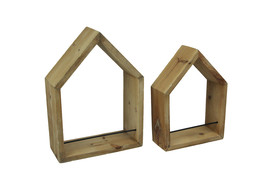 Set of 2 House Shaped Wooden Wall Mounted Shelves - £16.24 GBP