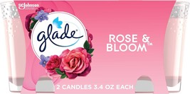 Glade Candle Jar, Air Freshener, Rose &amp; Bloom, 3.4 Oz, 2 Count - £21.57 GBP