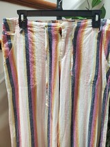 Just Living Multicolor Striped Linen &amp; Cotton Mid Rise Wide Legs Pant Si... - £21.51 GBP