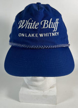 Vintage KC Strapback White Bluff On Lake Whitney Rope Brim Hat Cap - £10.16 GBP