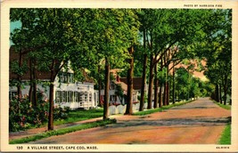 A Village Street Cape Cod Massachusetts MA UNP Linen Postcard D12 - £2.30 GBP