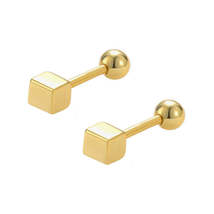 Trendolla Cube Stud Earrings Ball Back Earrings Sleeper Earrings - £32.40 GBP