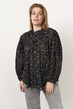 Isabel Marant Etoile Women&#39;s Miledia Floral Printed Black Cotton Blouse ... - £85.17 GBP
