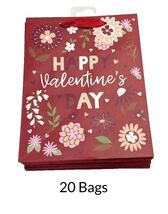 Valentine's Day Flower Gift Bag Set Paper Treat Party Favor Red Bags 20-... - $19.55