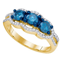 10k Yellow Gold Round Diamond 3-stone Bridal Wedding Engagement Ring 1-1/5 - £1,038.17 GBP