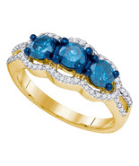 10k Yellow Gold Round Diamond 3-stone Bridal Wedding Engagement Ring 1-1/5 - £1,038.36 GBP