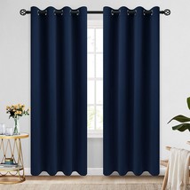COSVIYA Grommet Blackout Room Darkening Navy Blue Curtains 84 inch Length 2 - £31.89 GBP