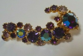 Vintage Signed Austria AB Multi-color Rhinestone Brooch - £25.91 GBP