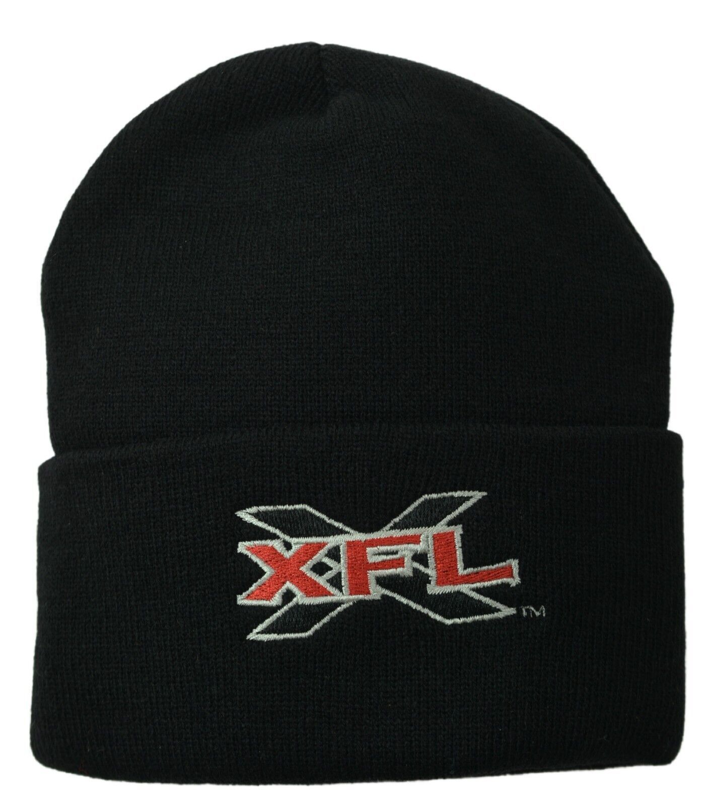 XFL Throwback League Logo Cuffed Knit Watch Cap Winter Hat Black Beanie