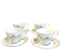 Vintage Johnson Brothers Summer Chintz Coffee Tea Cups Saucer Set of 4 Disc - £28.11 GBP