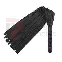 Real Cowhide Leather Flogger, Black  Leather 50 Falls wooden handle Sex ... - $19.62