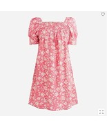 J Crew Women Pink Floral Smocked Square Neck Puff Sleeve Shift Dress XS ... - £56.08 GBP