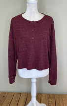 abound NWOT women’s half snap Cropped pullover sweater size L maroon J12 - £8.70 GBP