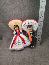 Vintage Mexican Doll Set  Handmade Souvenir  Mexico Sombrero Traditional Dressed - £9.80 GBP