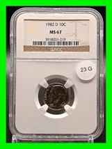 Stunning 1982-D Roosevelt Dime NGC MS67 Spotless ~ Very Hard To Find  - £217.97 GBP