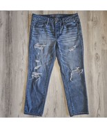 American Eagle Boyfriend Jeans Womens 8 Grunge Boy Crop Slouch Blue Butt... - $16.30